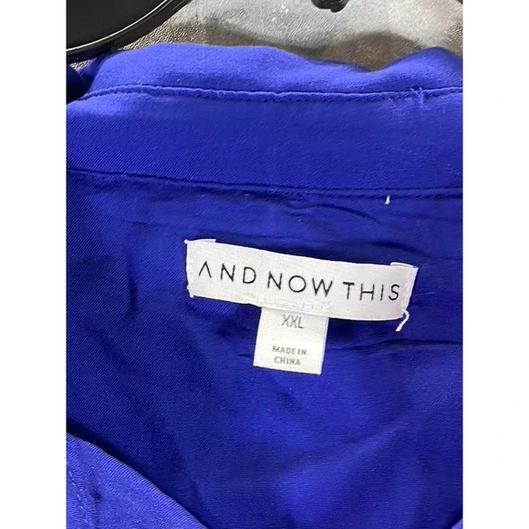 And Now This Men's Blue Regular-Fit Button-Up Long-Sleeve Shirt SZ 2XL - Picture 11 of 13